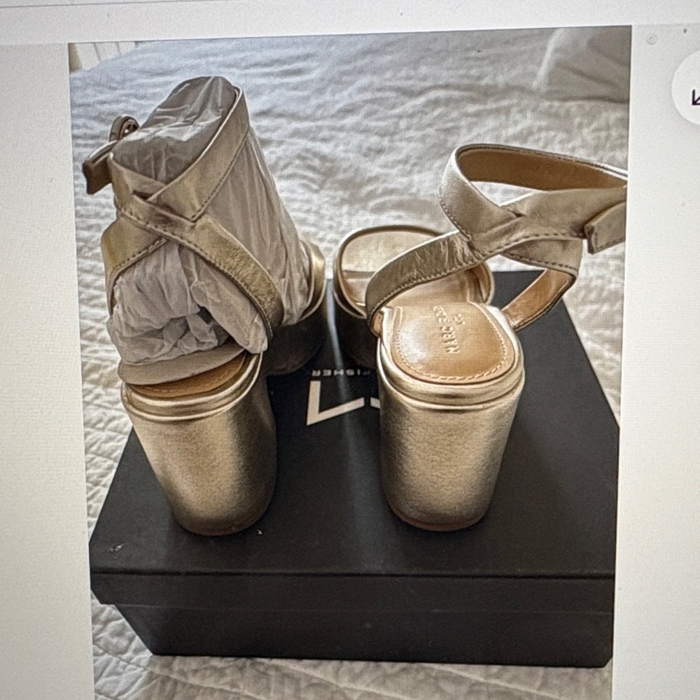 New! Marc Fisher Metallic Gold Sandals size 7 - Picture 3 of 8